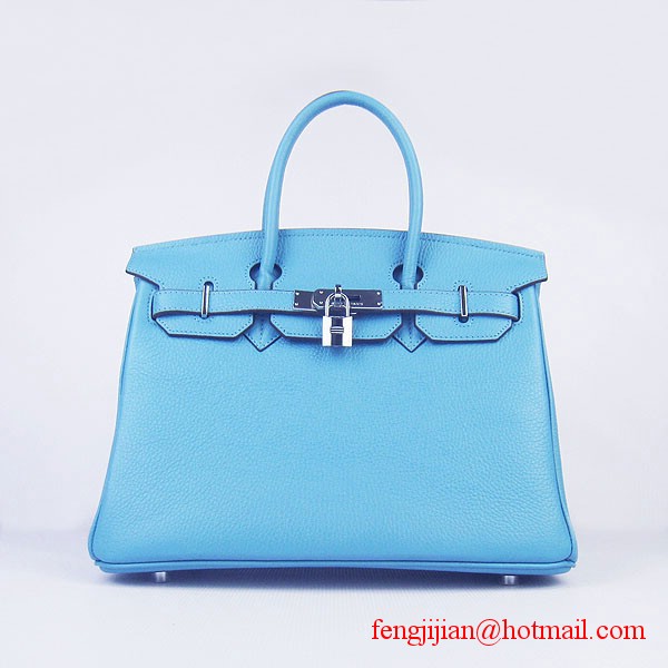 Hermes Birkin 30cm Togo Leather Bag Light Blue 6088